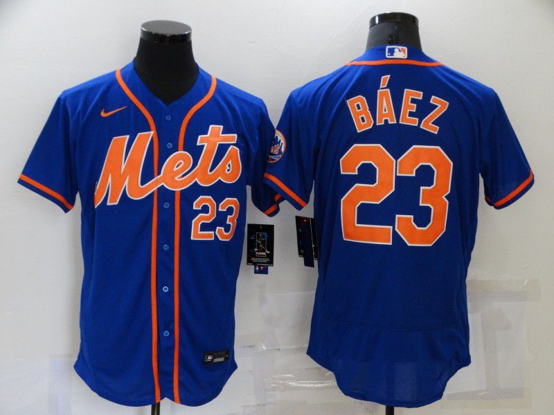 Men New York Mets 23 Baez Blue Elite 2024 Nike MLB Jersey style 1